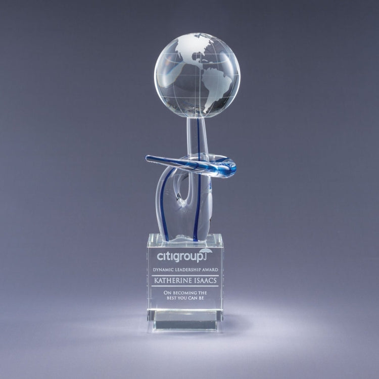 Voyager Optic Crystal Award with Globe