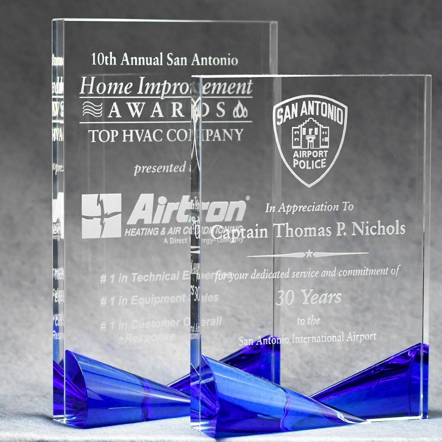 Clear Crystal with Bow-Tie Blue & Red Accents   ÂÂÂ